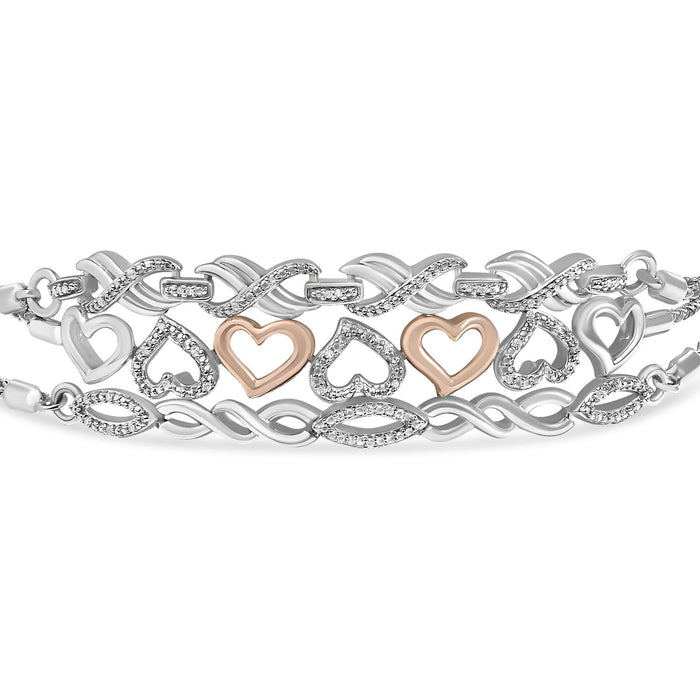 Conjunto de pulseras bolo ajustables de 3 piezas con detalle de diamante en plata de ley, foto 1