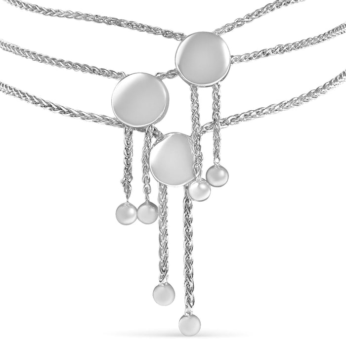 Conjunto de pulseras bolo ajustables de 3 piezas con detalle de diamante en plata de ley, foto 2