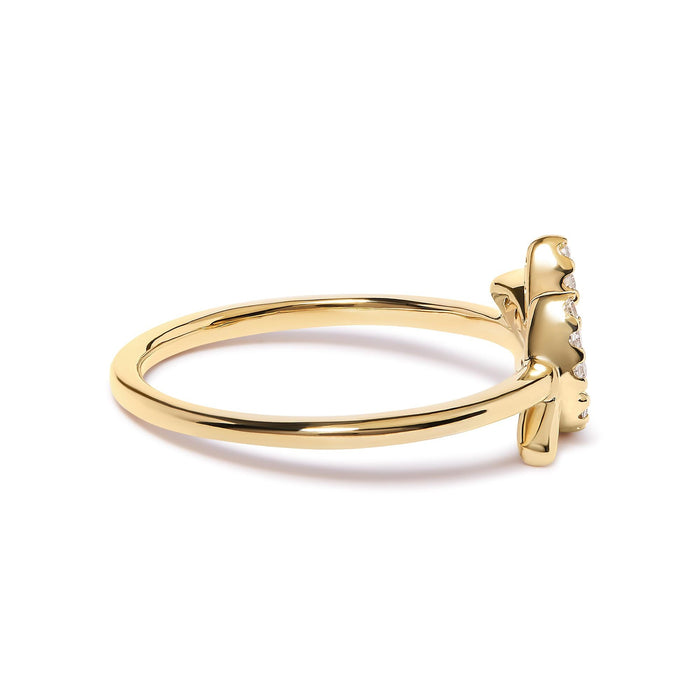 Anillo de hoja y rama con diamantes de 1/10 ct. p.t. en oro amarillo de 10K, foto 2