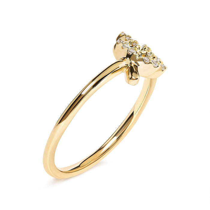 Anillo de hoja y rama con diamantes de 1/10 ct. p.t. en oro amarillo de 10K, foto 4