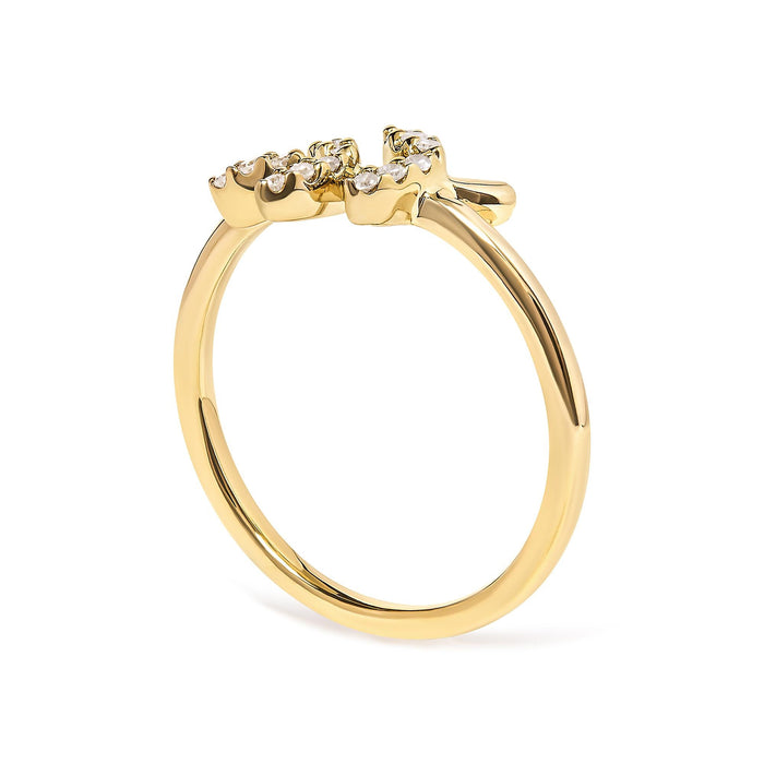 Anillo de hoja y rama con diamantes de 1/10 ct. p.t. en oro amarillo de 10K, foto 5