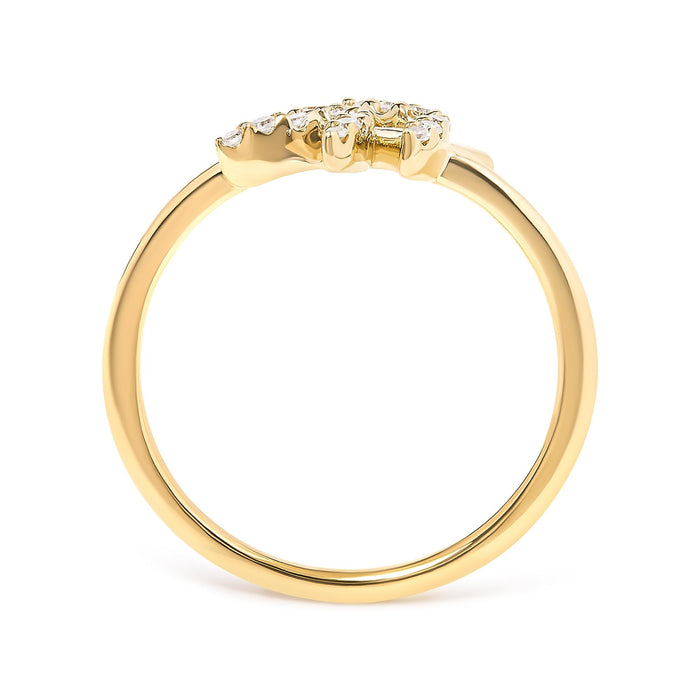 Anillo de hoja y rama con diamantes de 1/10 ct. p.t. en oro amarillo de 10K, foto 6