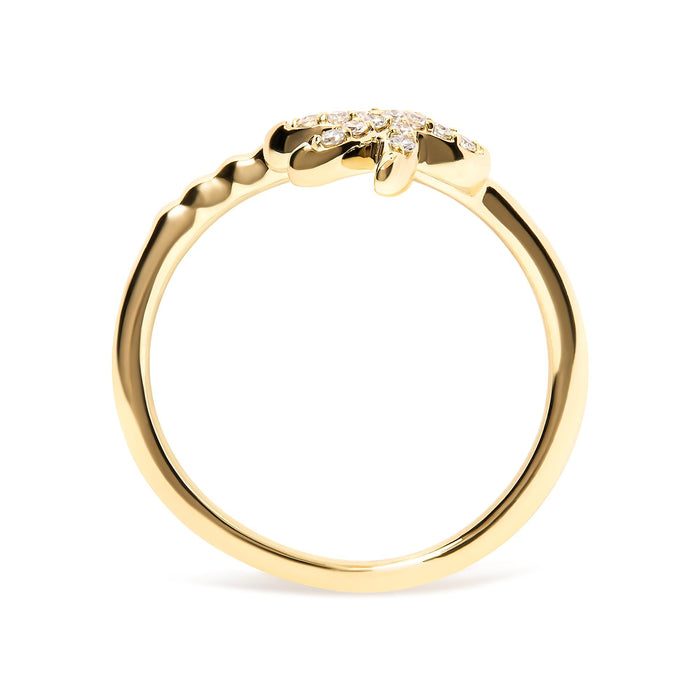 Anillo llamativo de palmera con diamantes de 1/10 ct. p.t. en oro amarillo de 10K, foto 6