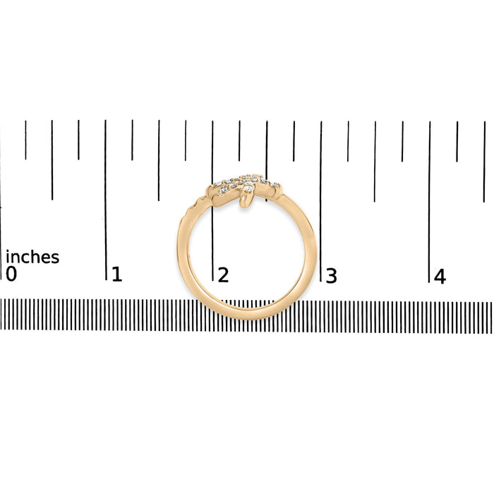 Anillo llamativo de palmera con diamantes de 1/10 ct. p.t. en oro amarillo de 10K, foto 7