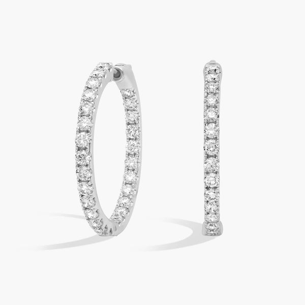 3 CTW Lab-Grown Diamond Hoop Earrings in Gold-Plated Silver, photo 1