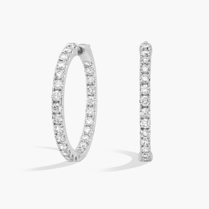 3 CTW Lab-Grown Diamond Hoop Earrings in Gold-Plated Silver, photo 1