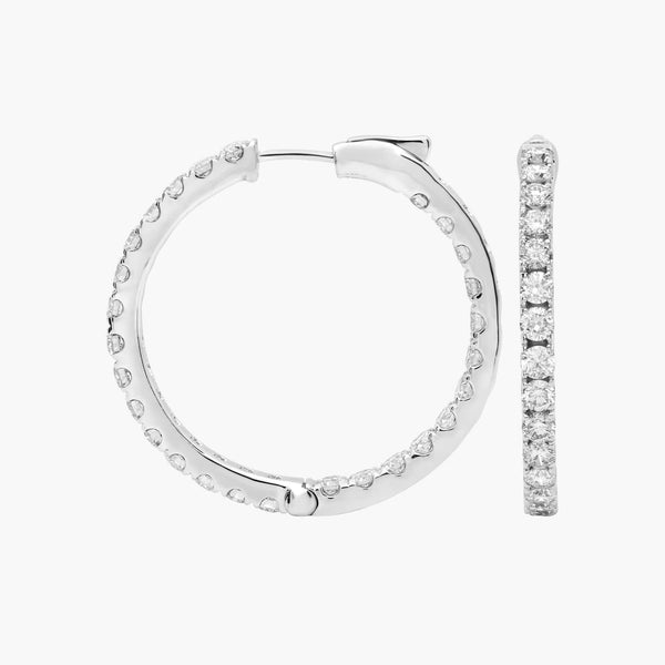 3 CTW Lab-Grown Diamond Hoop Earrings in Gold-Plated Silver, photo 2
