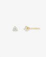 Aretes de botón de diamante de tres garras en oro de 14K, foto 1
