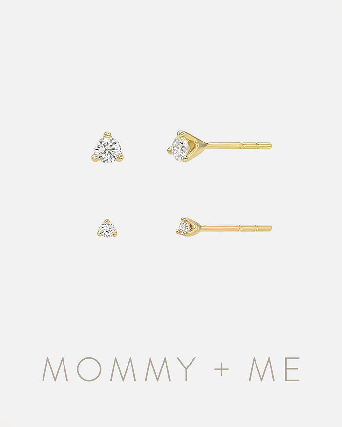Conjunto Mommy and Me de aretes de diamante en oro de 14K, foto 1