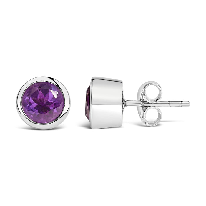 Aretes de botón solitario de bisel con piedra creada en laboratorio de 6mm en plata de ley, foto 32