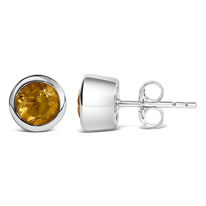 Aretes de botón solitario de bisel con piedra creada en laboratorio de 6mm en plata de ley, foto 30