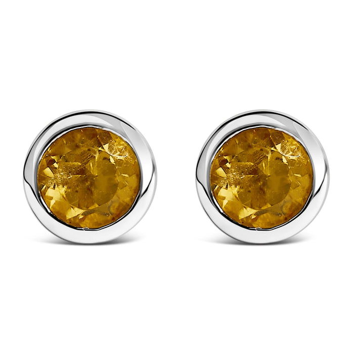Aretes de botón solitario de bisel con piedra creada en laboratorio de 6mm en plata de ley, foto 6