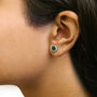 Aretes de botón solitario de bisel con piedra creada en laboratorio de 6mm en plata de ley, foto 21