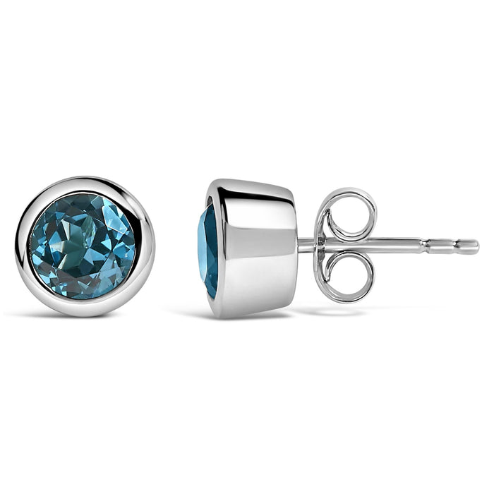 Aretes de botón solitario de bisel con piedra creada en laboratorio de 6mm en plata de ley, foto 25