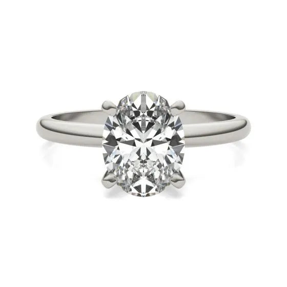 Anillo de compromiso con diamante ovalado cultivado en laboratorio de 2.00 CTW en oro de 14K, foto 3