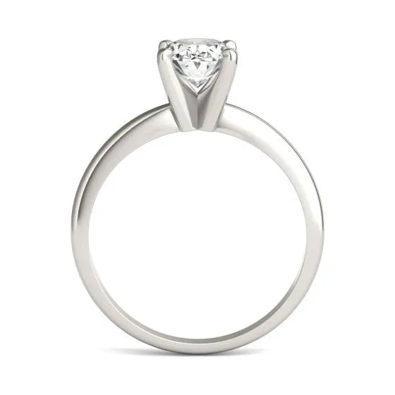 Anillo de compromiso con diamante ovalado cultivado en laboratorio de 1 1/2 CTW en oro de 14K, foto 3