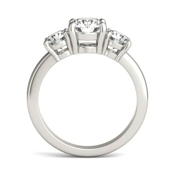 Anillo de tres piedras con diamantes cultivados en laboratorio de 2 CTW en oro blanco de 14K, foto 4