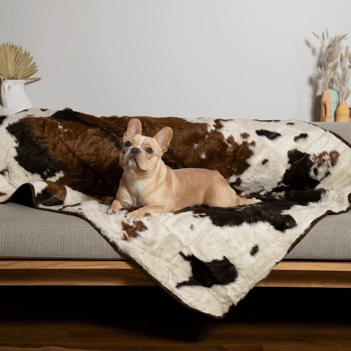 PupProtector Waterproof Throw Blanket, Brown Faux Cowhide, photo 7