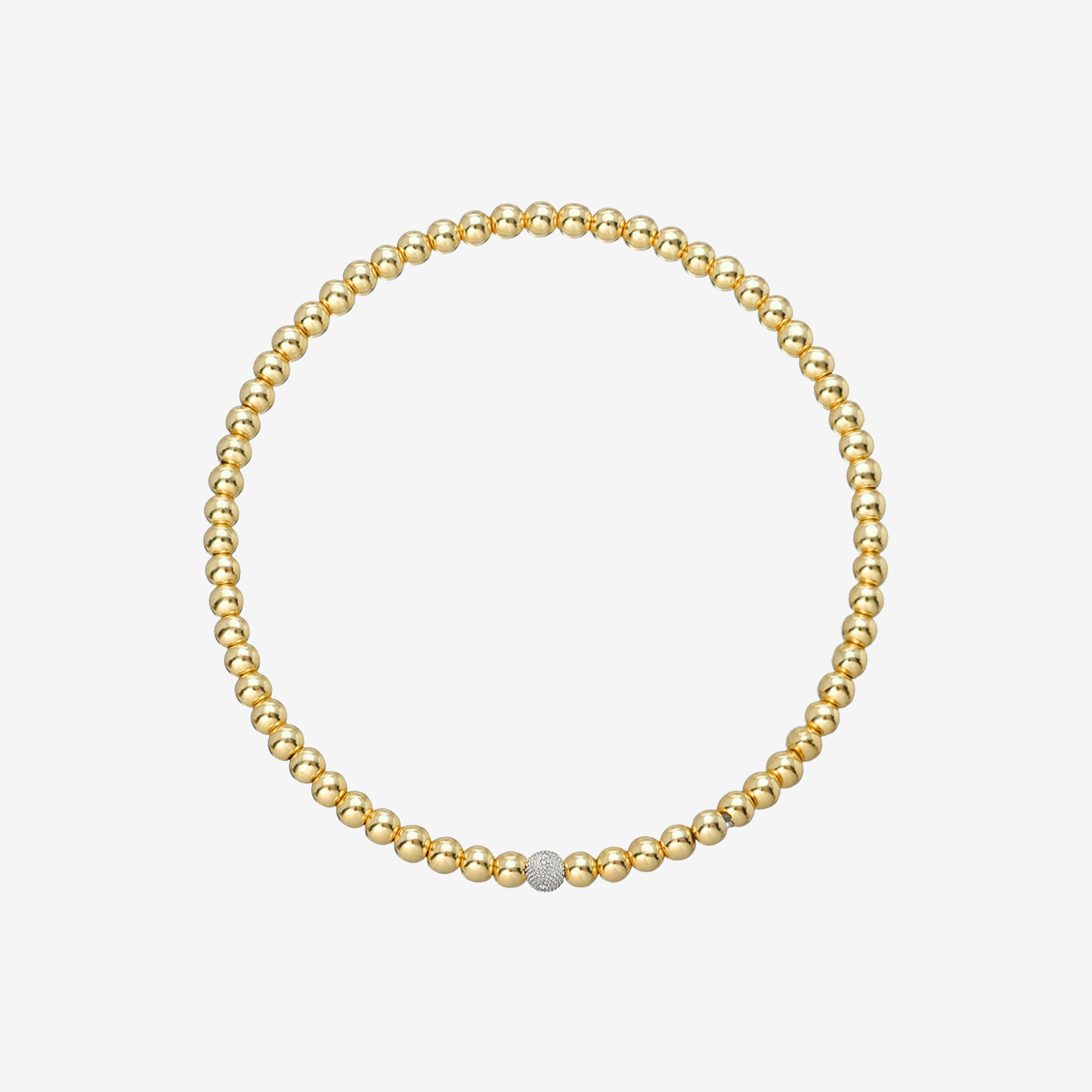 3mm Bead and Diamond Bead Bracelet, photo 1