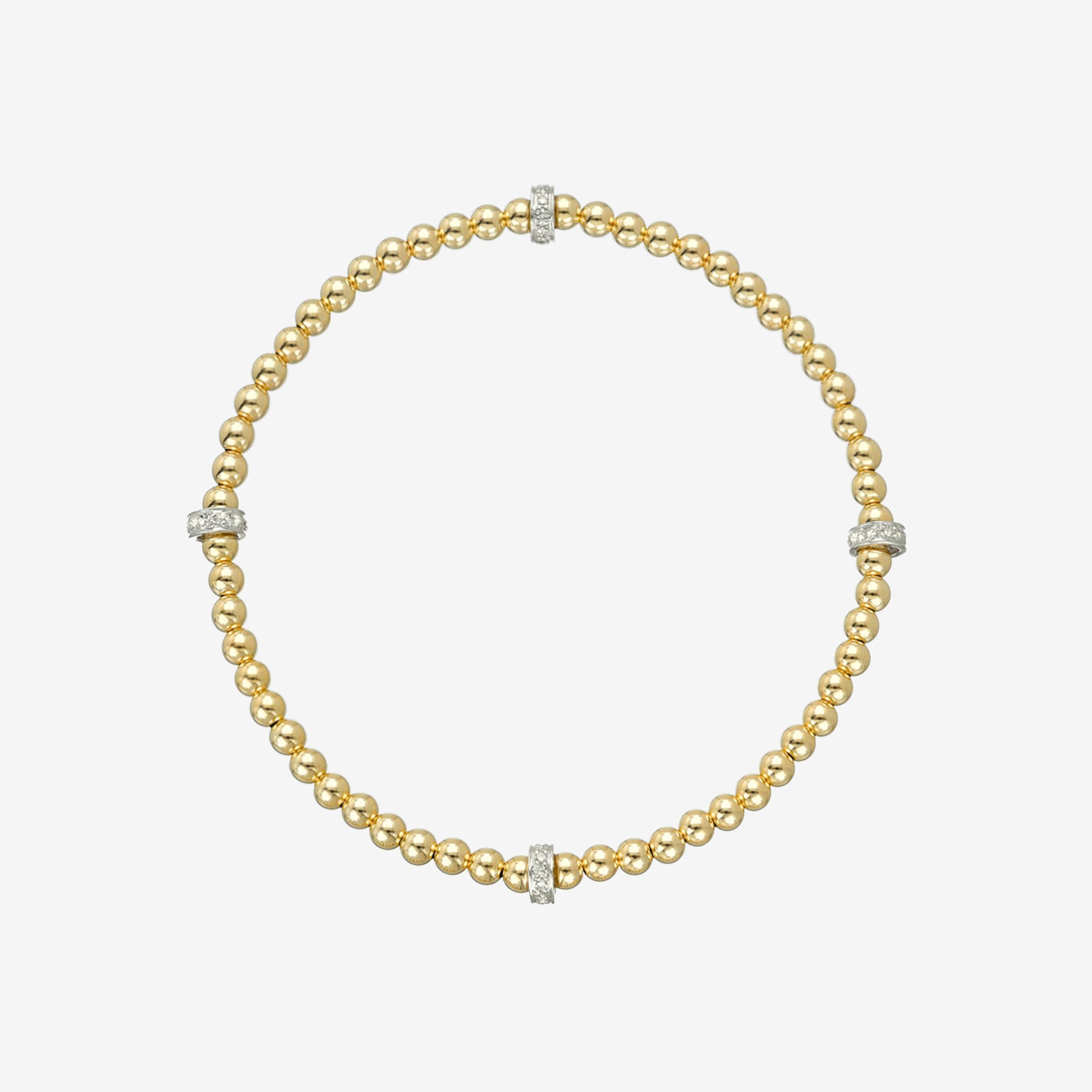 Pulsera segmentada de cuentas de 3 mm con barras de diamantes, foto 1