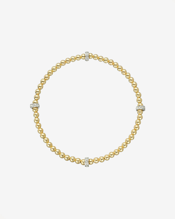 Pulsera segmentada de cuentas de 3 mm con barras de diamantes, foto 1