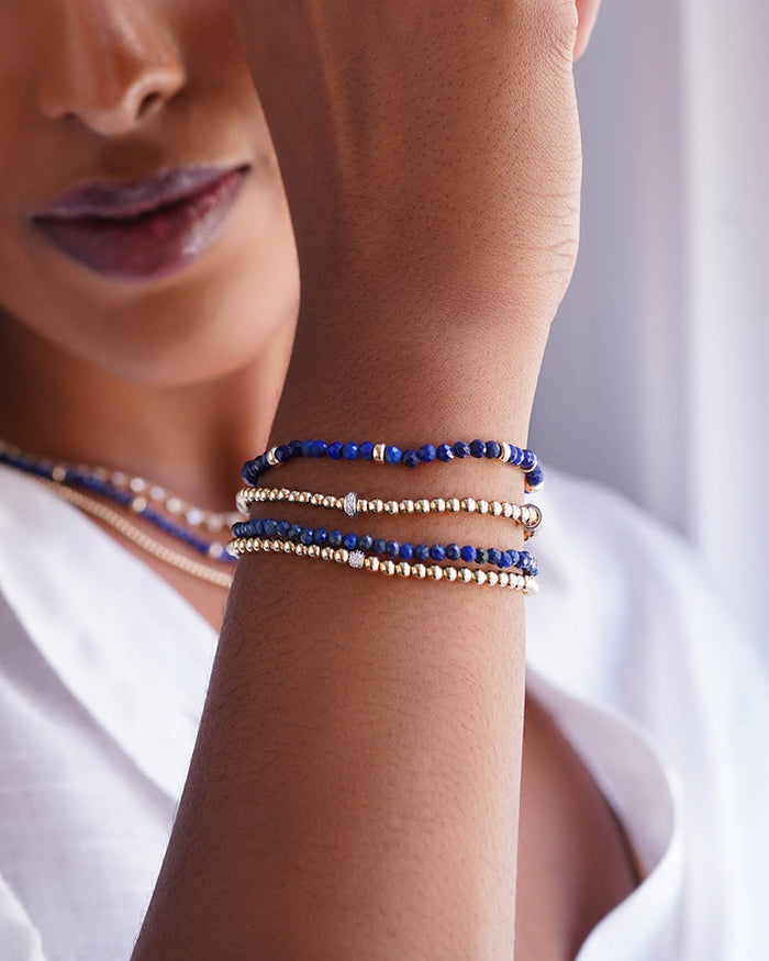 Pulsera segmentada de cuentas de 3 mm con barras de diamantes, foto 7