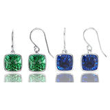 Conjunto de aretes colgantes con zafiro y esmeralda creados en laboratorio de 9.00 CTW