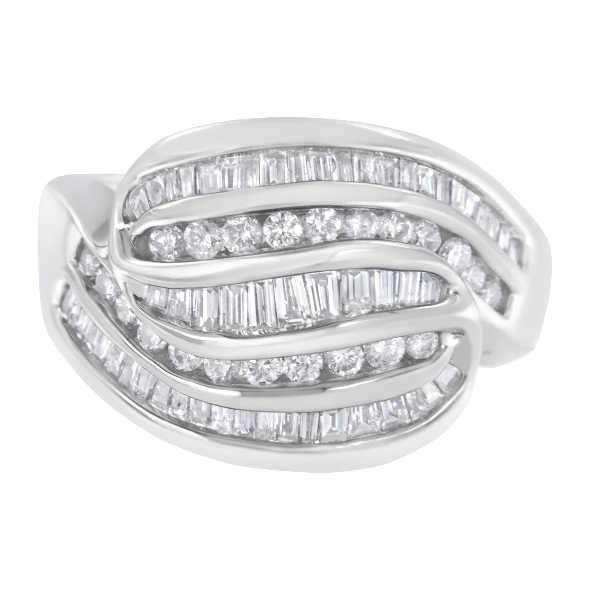 1 Ct. T.W. Diamond Bypass Band Ring in 14K White Gold, photo 1
