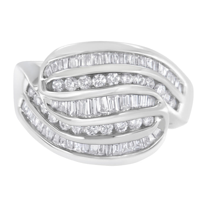 1 Ct. T.W. Diamond Bypass Band Ring in 14K White Gold, photo 1