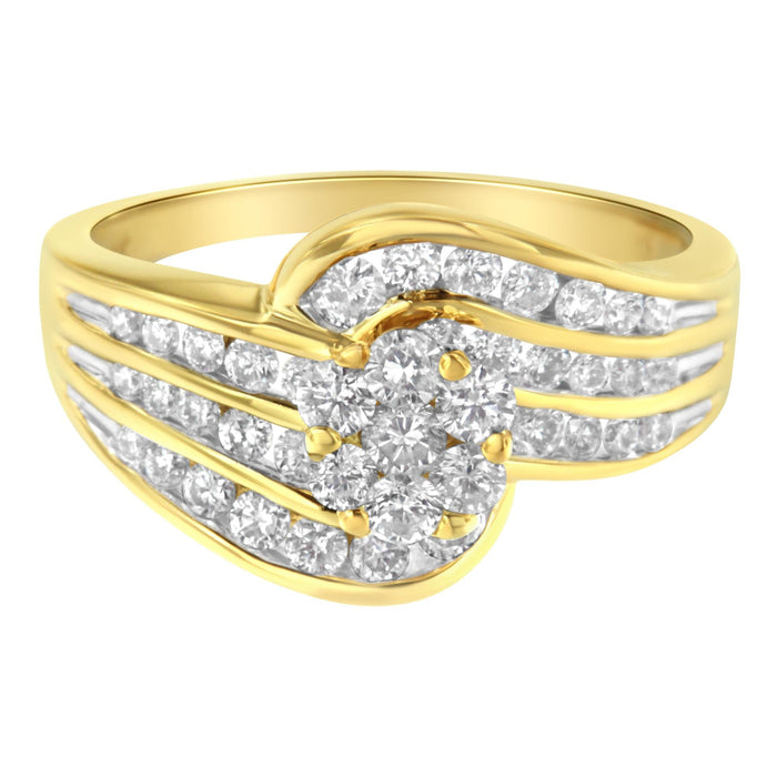 1 1/2 Ct. T.W. Diamond Cocktail Bypass Ring in 14K Yellow Gold, photo 1