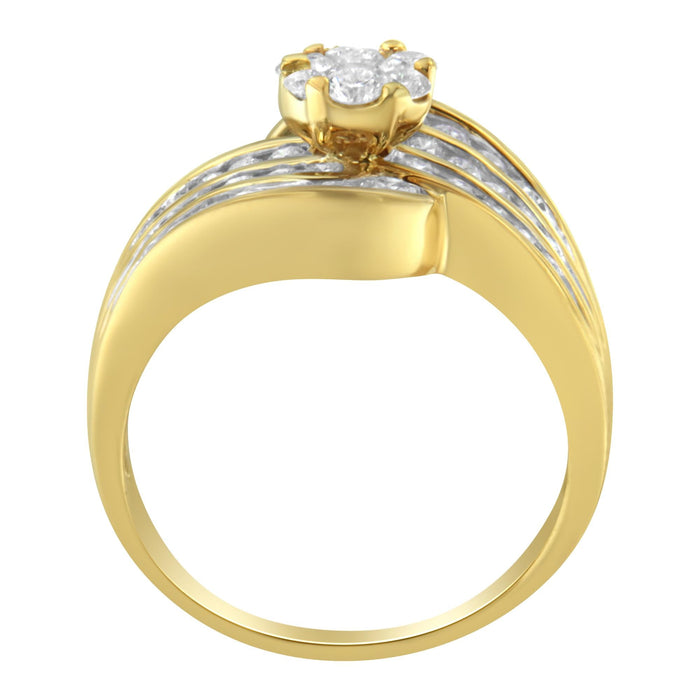 1 1/2 Ct. T.W. Diamond Cocktail Bypass Ring in 14K Yellow Gold, photo 5