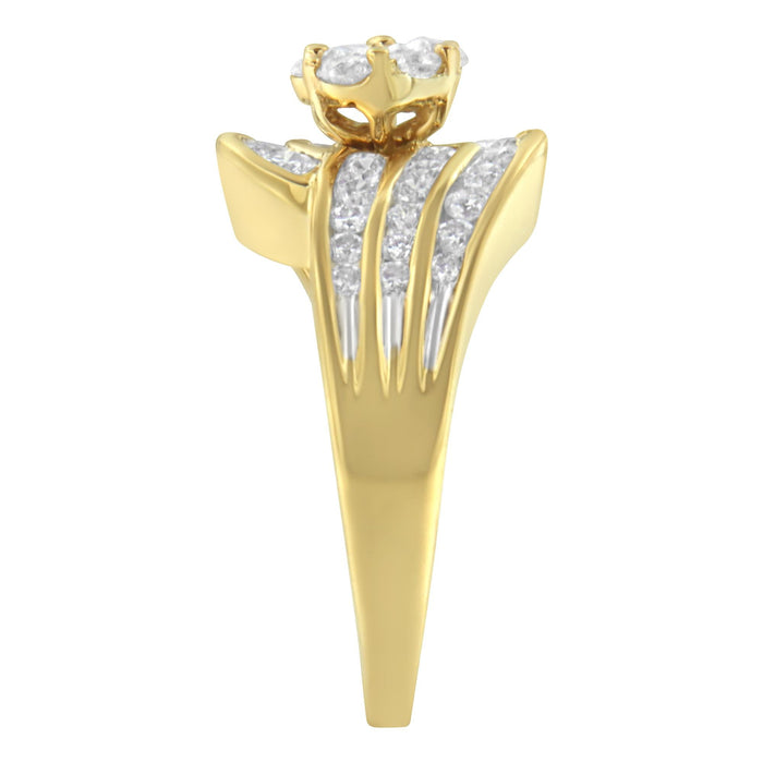 1 1/2 Ct. T.W. Diamond Cocktail Bypass Ring in 14K Yellow Gold, photo 6
