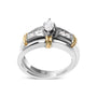 Conjunto de anillos de compromiso de cóctel con diamantes marquesa de 1/3 ct. p.t. en oro amarillo y blanco de 14K, foto 1
