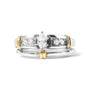Conjunto de anillos de compromiso de cóctel con diamantes marquesa de 1/3 ct. p.t. en oro amarillo y blanco de 14K, foto 5
