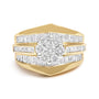 Anillo de compromiso de racimo de canal en forma de chevrón con diamantes de 2 1/3 ct. p.t. en oro amarillo de 14K, foto 1