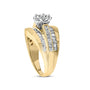 Anillo de compromiso de racimo de canal en forma de chevrón con diamantes de 2 1/3 ct. p.t. en oro amarillo de 14K, foto 5