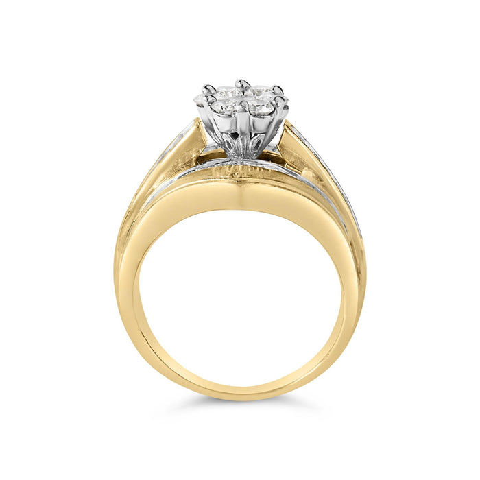 2 1/3 Ct. T.W. Diamond Cluster Channel-Set Chevron-Shaped Band Engagement Ring and Wedding Band Set in 14K Yellow Gold, photo 6