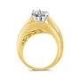 Anillo de compromiso de racimo de canal en forma de chevrón con diamantes de 2 1/3 ct. p.t. en oro amarillo de 14K, foto 7