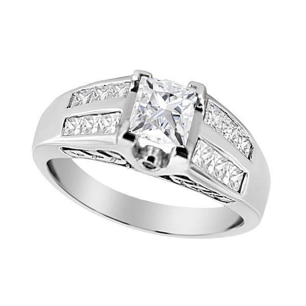 1 1/4 Ct. T.W. Princess-Cut Diamond Channel-Set Engagement Ring in 14K White Gold, photo 2
