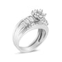 1 Ct. T.W. Round and Baguette Diamond Cluster Bridal Set in 14K White Gold, photo 4