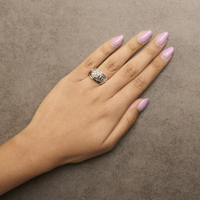 1 Ct. T.W. Round and Baguette Diamond Cluster Bridal Set in 14K White Gold, photo 3