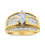1 1/2 Ct. T.W. Pie, Princess and Baguette-Cut Diamond Marquise-Shaped Engagement Cocktail Ring Band in 14K Yellow Gold, photo 4