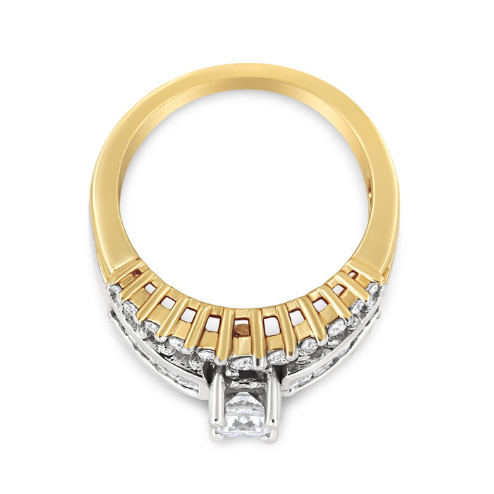 1 1/2 Ct. T.W. Round and Princess-Cut Diamond Band Ring in 14K Yellow and White Gold, photo 4