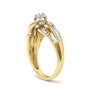Anillo bypass con motivo de ola con diamantes redondos de 1/4 ct. p.t. en oro amarillo de 14K, foto 5