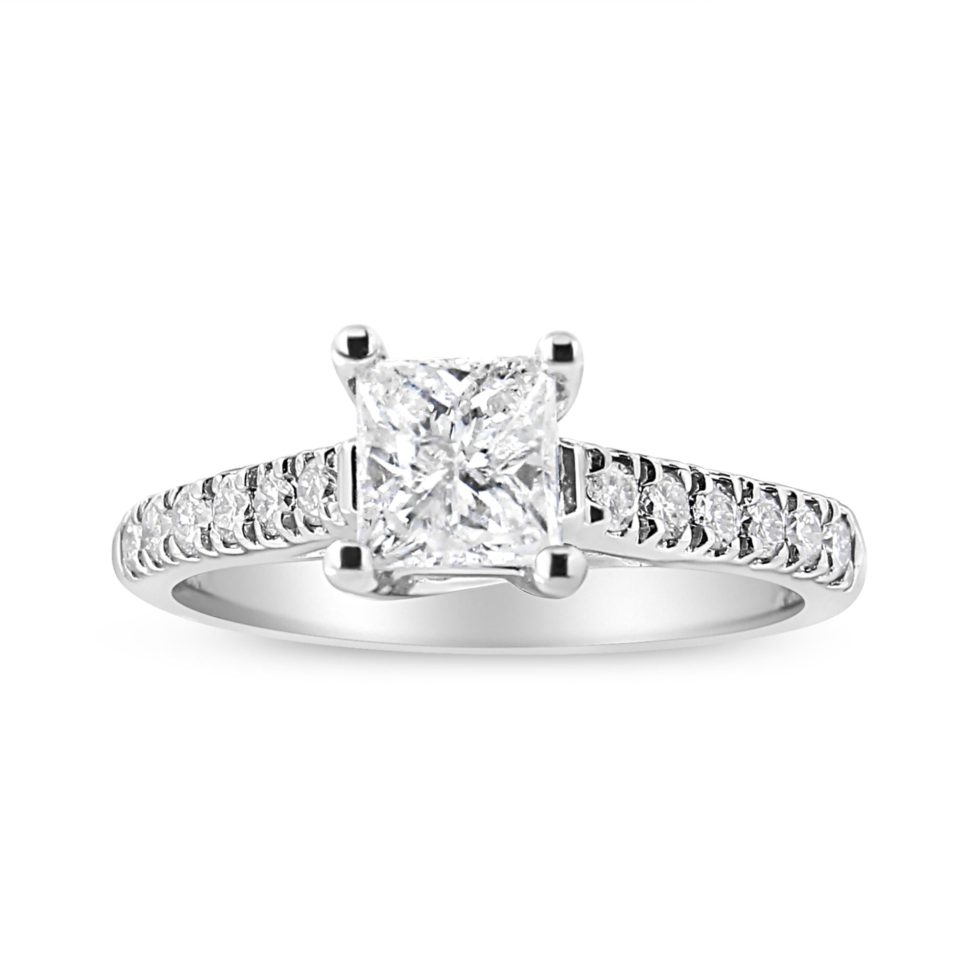 1 1/5 Ct. T.W. 4-Prong-Set Princess Diamond Classic Engagement Ring in 14K White Gold, photo 1
