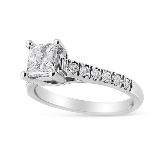 1 1/5 Ct. T.W. 4-Prong-Set Princess Diamond Classic Engagement Ring in 14K White Gold, photo 2