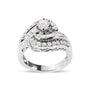1 Ct. T.W. Round and Baguette-Cut Diamond Swirl Cocktail Ring in 14K White Gold, photo 1
