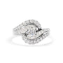 1 Ct. T.W. Round and Baguette-Cut Diamond Swirl Cocktail Ring in 14K White Gold, photo 5