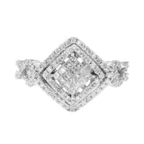 Anillo de racimo con diamantes de 1 ct. p.t. en oro blanco de 14K