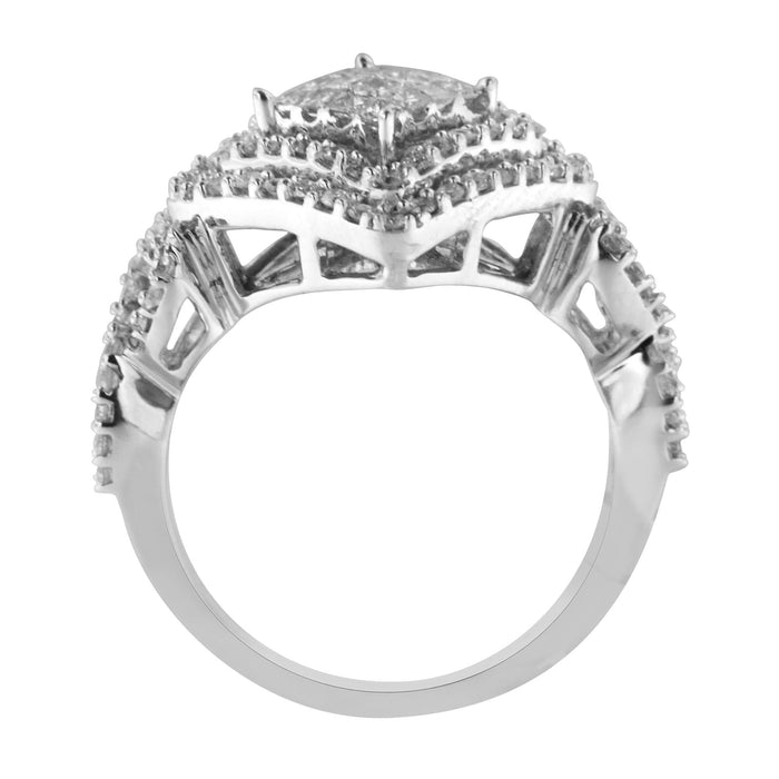 Anillo de racimo con diamantes de 1 ct. p.t. en oro blanco de 14K, foto 2